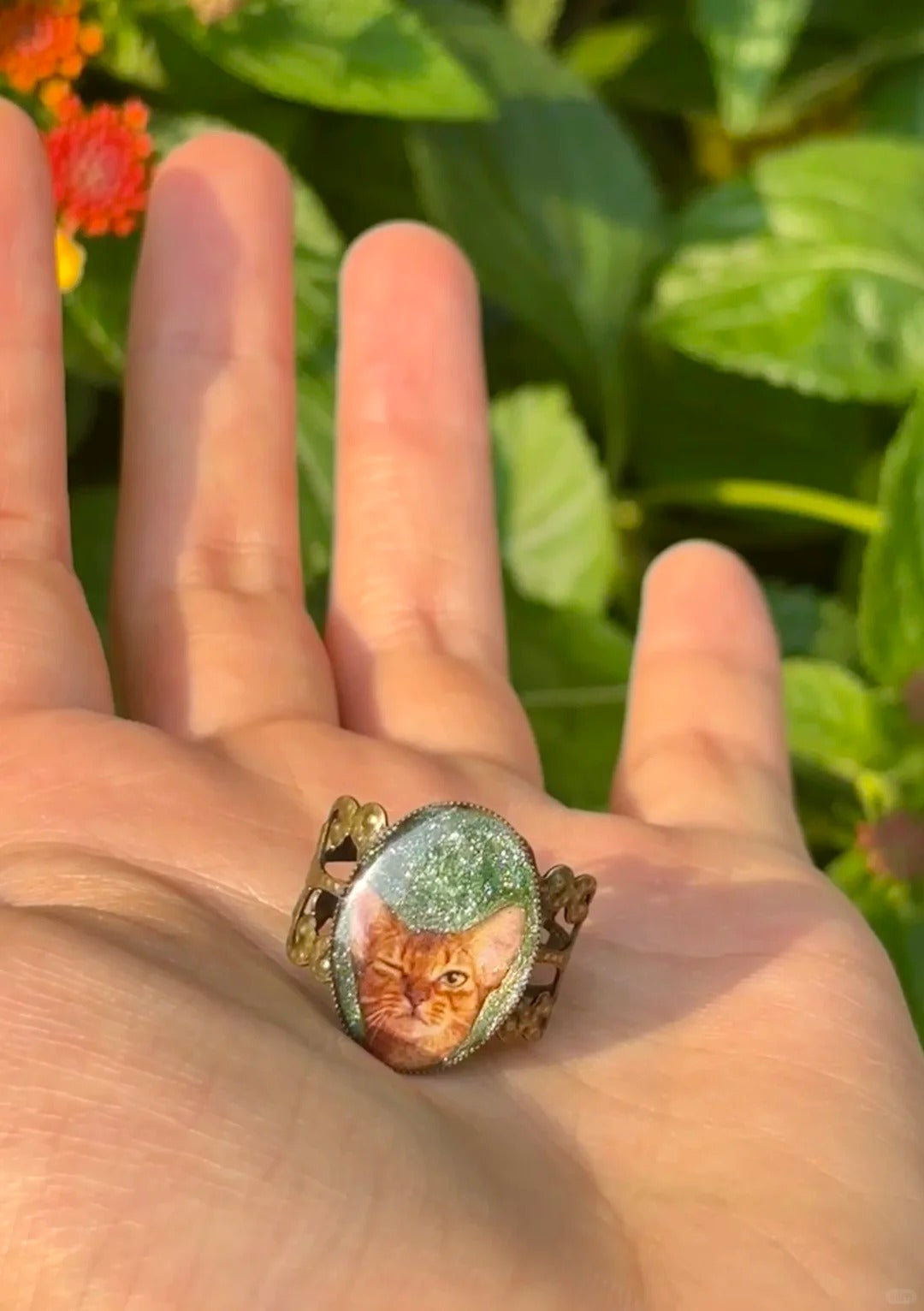 Custom Pet Photo Ring - Personalized Dog Cat Portrait Jewelry - Pet Memorial Keepsake - Antique Bronze or Silver Finish - Gift for Pet Lover